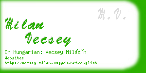 milan vecsey business card